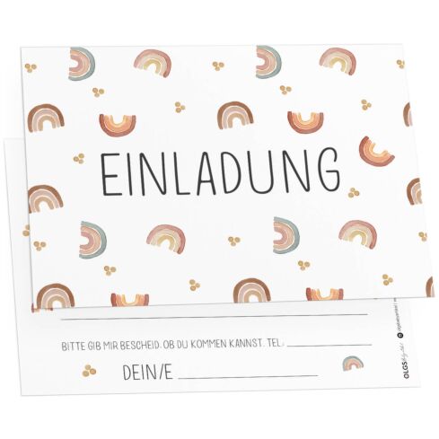12 Einladungskarten Kindergeburtstag Regenbogen