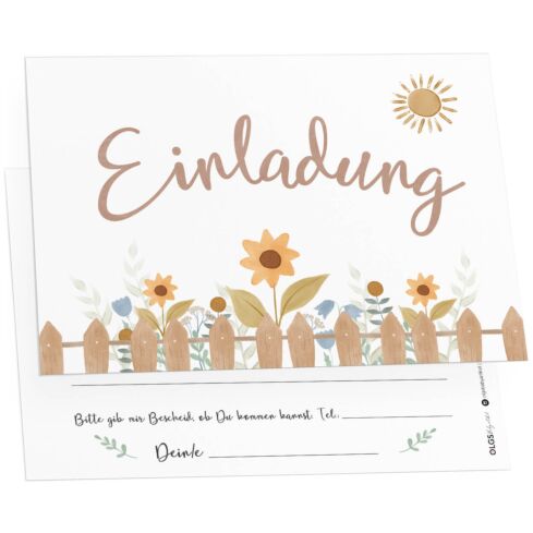 12 Einladungskarten Kindergeburtstag Sonnenblume