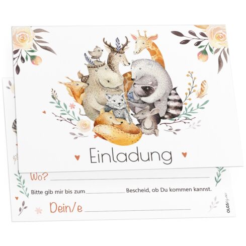 12 Einladungskarten Kindergeburtstag Boho Freunde