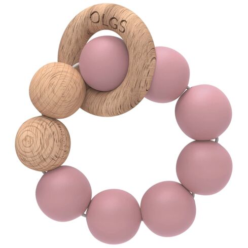 Beißring aus Silikon und Holz (Power Rose)