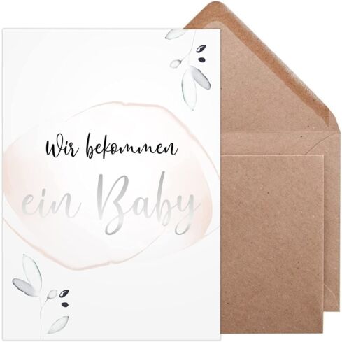 Karten zur Schwangerschaftsverkündung (Wir bekommen ein Baby, Silber)
