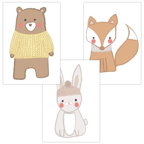 Kinderzimmer Poster (Bär Hase Fuchs)