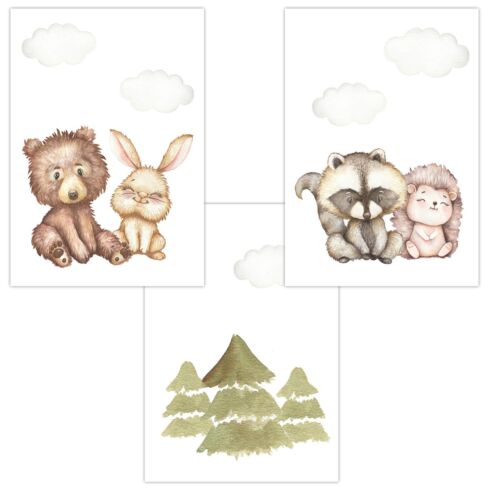 Kinderzimmer Poster (Wald Wolken Freunde)