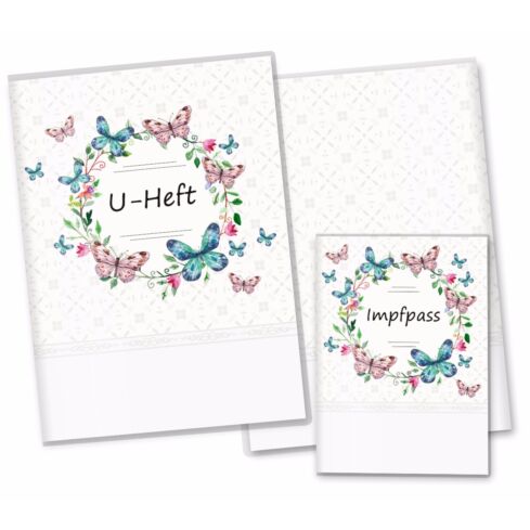 U-Heft- und Impfpasshülle Blumenkranz