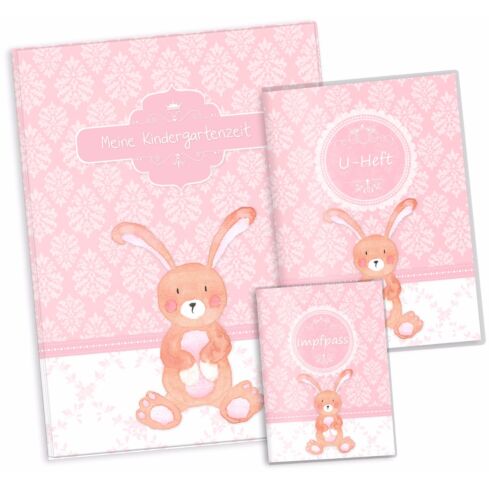 Geschenkset rosa Little Lady Hase "Meine Kindergartenzeit" Geschenkidee zur Geburt